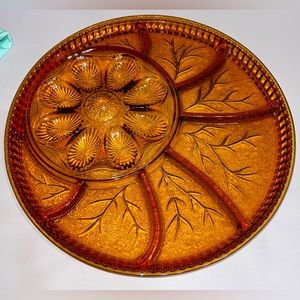 Indiana Glass amber relish and egg plate